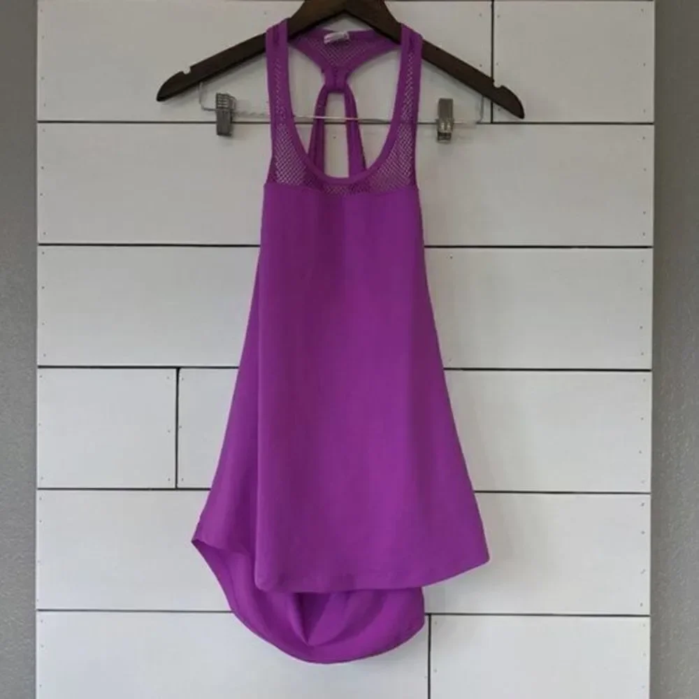 Fabletics Sol Purple Mesh Drape Tank Top Small - Picture 4 of 7